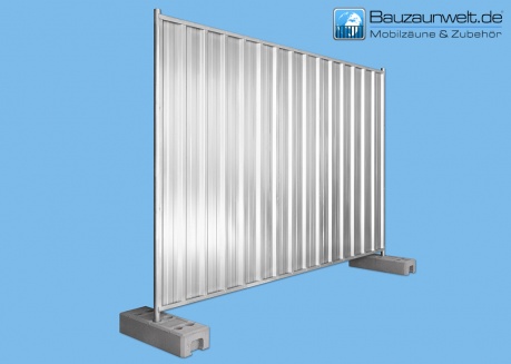 BAUZAUNWELT Mobilzaun geschlossen aus Trapezblech - Sichtschutz - verzinkt